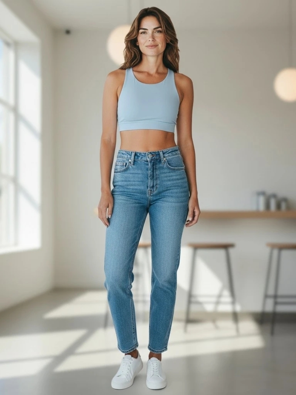 lululemon athletica Light Blue High-Neck Sports Bra Crop